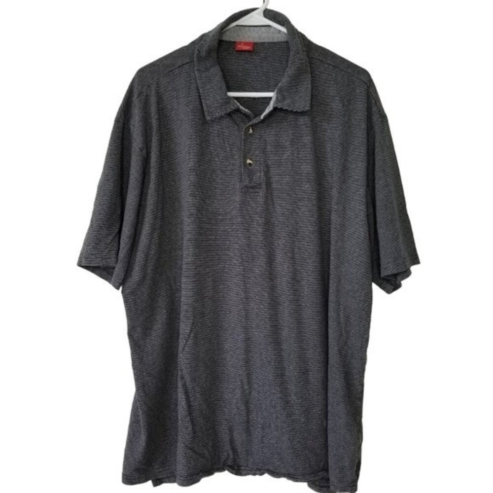 💚3/$15 Junction West Men's Shirt XXL Gray Stripe Short Sleeve Polo